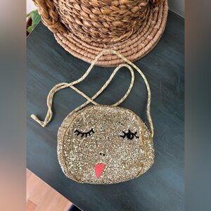 J.Crew Crewcuts Girls Wink Smiley Heart Face Glitter Bag.